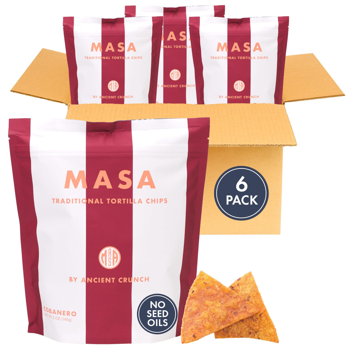 MASA CHIPS - Tortilla Chips Snack Pack - Seed Oil Free, Naturally Grown Corn Chips - Low Carb Snacks