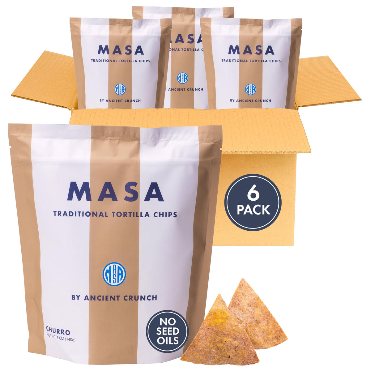 MASA CHIPS - Tortilla Chips Snack Pack - Seed Oil Free, Naturally Grown Corn Chips - Low Carb Snacks