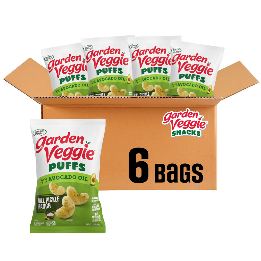 Sensible Portions Garden Veggie Sour Baked Corn Puffs, 3 oz (Pack of 6)