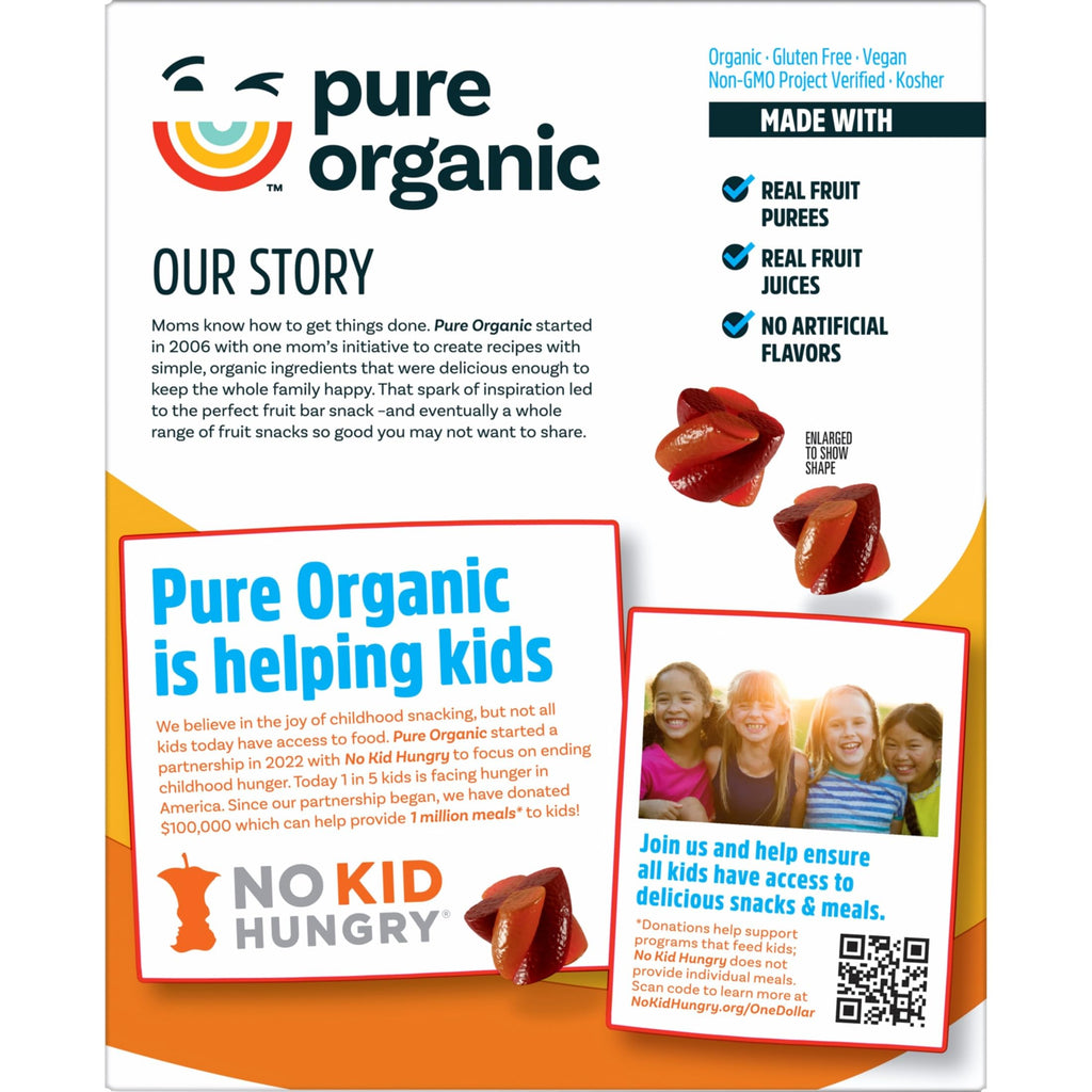 Pure Organic Twisted Fruit Bites, Kids Snacks, Fruit Snacks, Peach Mango, 5.6oz Box (8 Pouches)