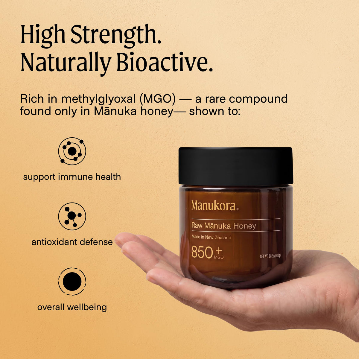 Manukora UMF 20+/MGO 850+ Raw Manuka Honey - Authentic Non-GMO New Zealand Honey, UMF & MGO Certified, Traceable from Hive to Hand