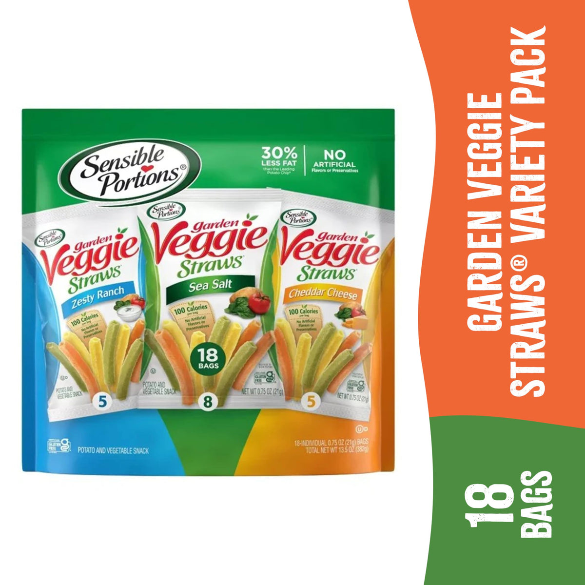 Sensible Portions Garden Veggie Straws 18ct Polybag Variety Pack