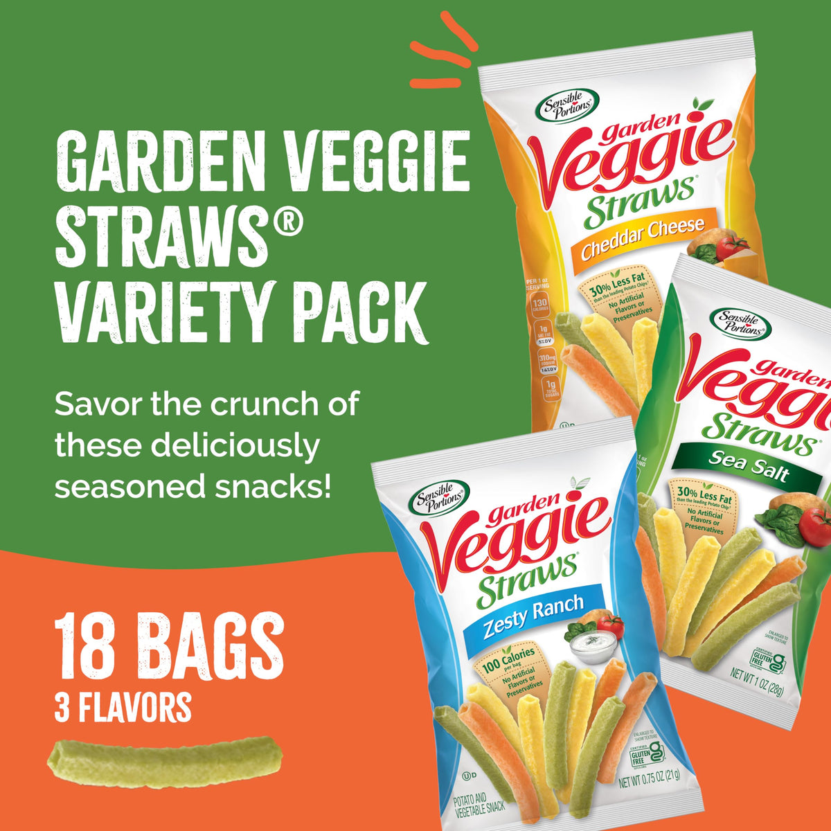 Sensible Portions Garden Veggie Straws 18ct Polybag Variety Pack