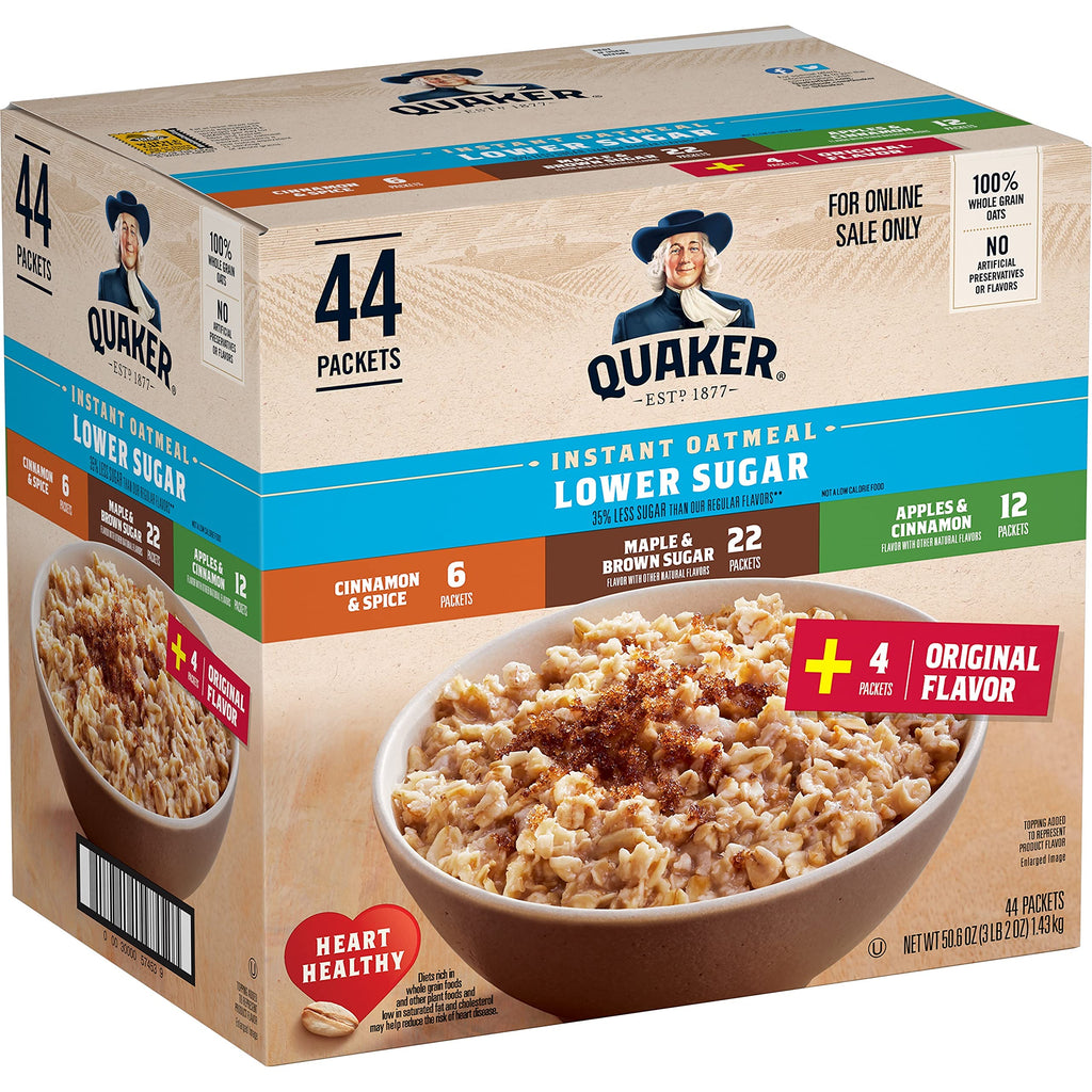 Quaker Instant Oatmeal Maple Brown Sugar, Breakfast Cereal, 48 Packets (Packaging Will Vary)