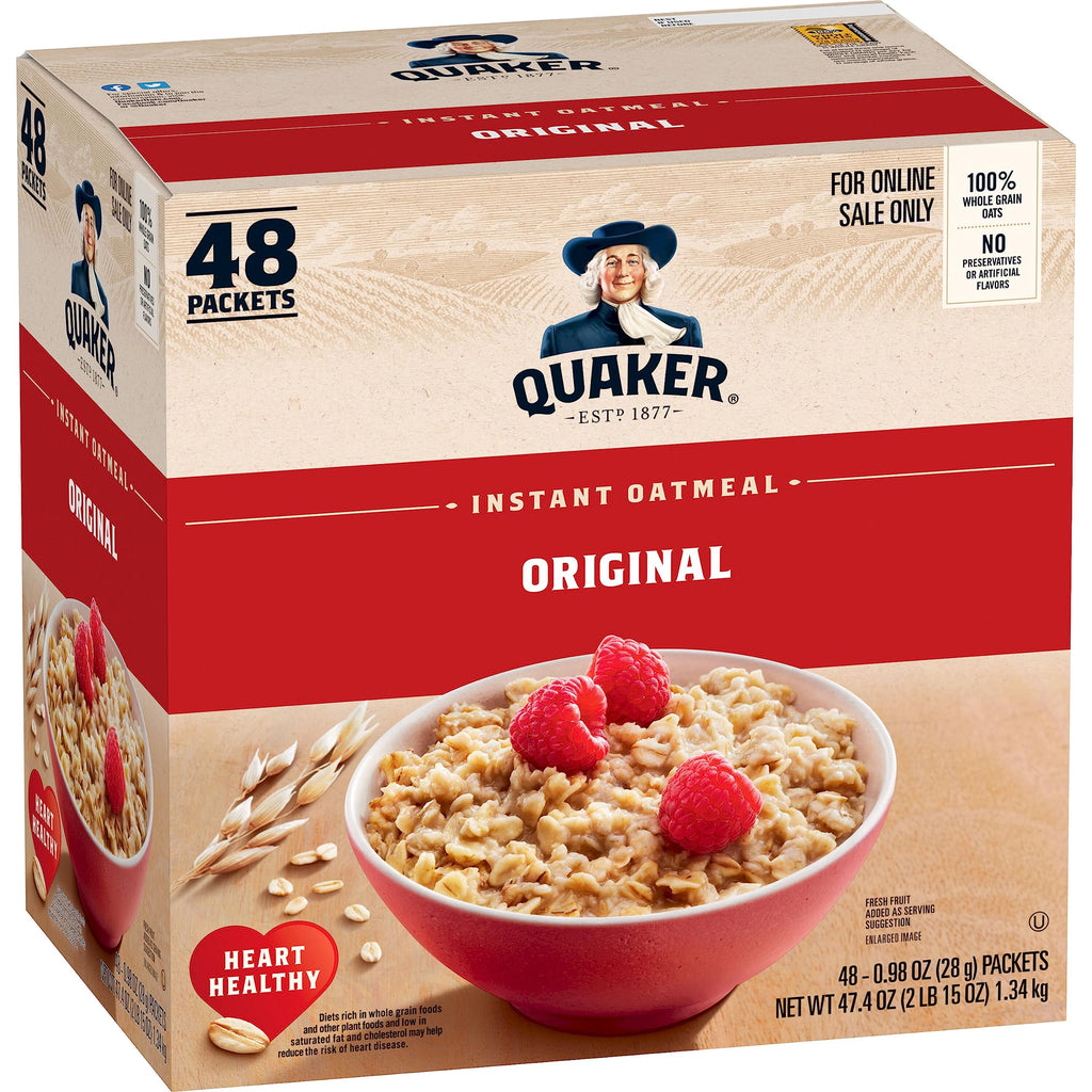 Quaker Instant Oatmeal Maple Brown Sugar, Breakfast Cereal, 48 Packets (Packaging Will Vary)