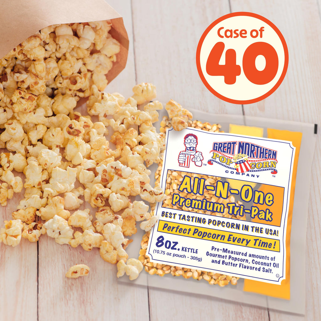 Great Northern Popcorn Company Antique Style Popcorn Popper, 8 oz Packs, Kernels, Pack of 40