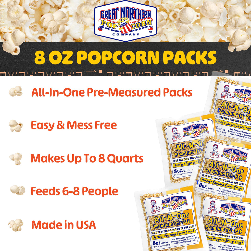 Great Northern Popcorn Company Antique Style Popcorn Popper, 8 oz Packs, Kernels, Pack of 40