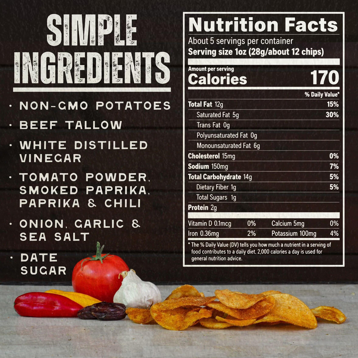 Beefy’s Own Beef Tallow Potato Chips - Kettle Chips Made Without Seed Oils, Gluten Free, Crispy, and Thick Cut - Old-Fashioned Small Batch Fried in Beef Tallow