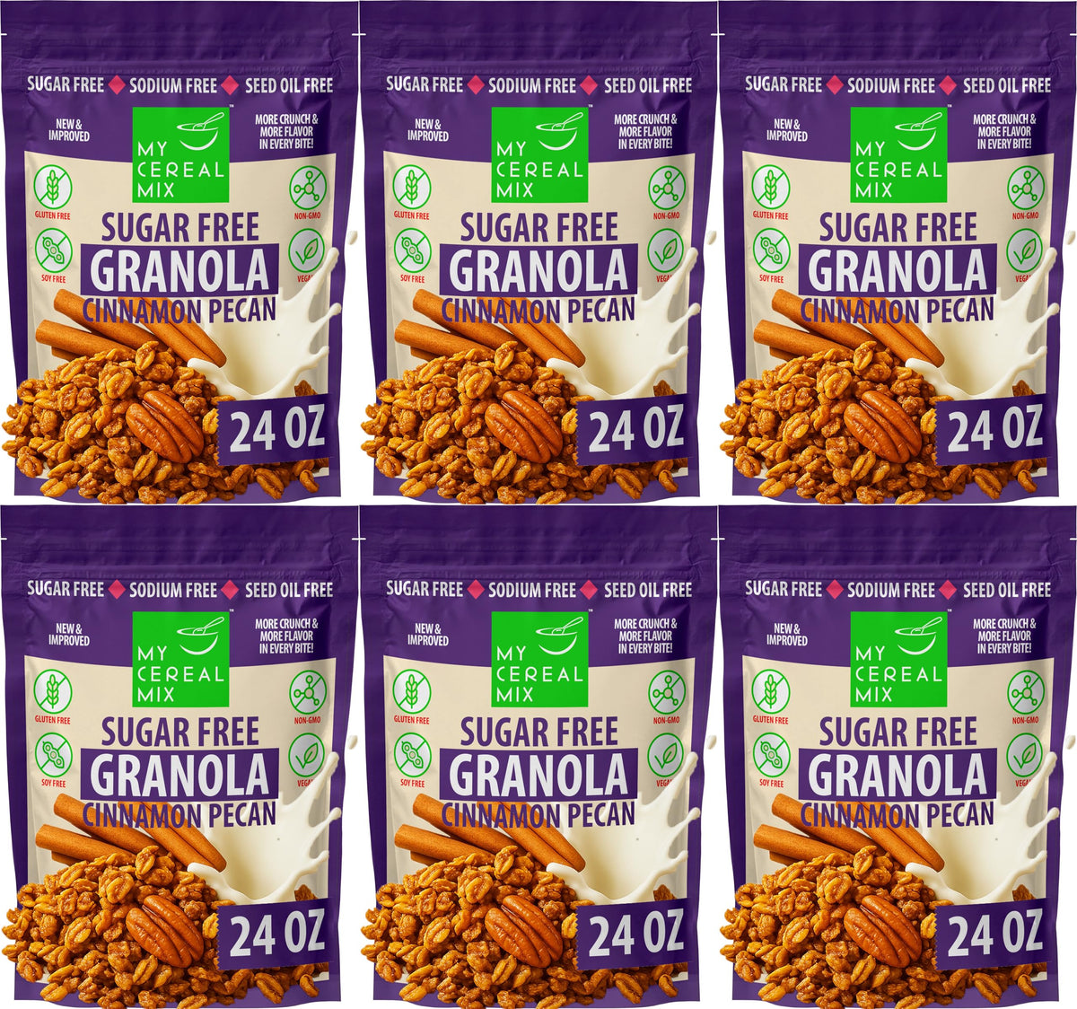 Sugar Free Granola Sweetened with Monk Fruit Extract (Gluten Free, Non-GMO, No Sugar Alcohol, No Salt Added, No Artificial Sweeteners, Soy Free, Vegan, All Natural Ingredients)